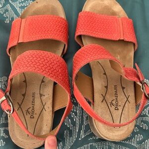 Stylish Red Leather Sandals